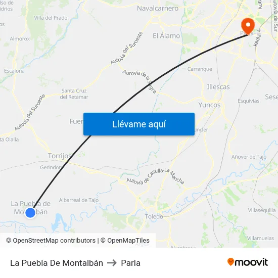 La Puebla De Montalbán to Parla map