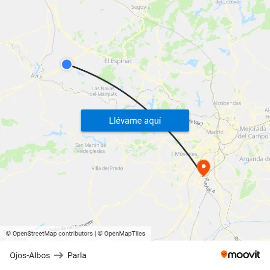 Ojos-Albos to Parla map