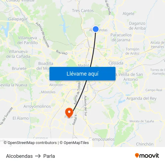 Alcobendas to Parla map