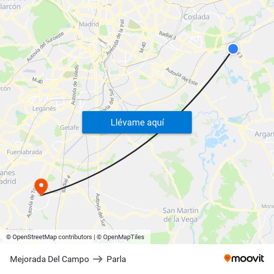 Mejorada Del Campo to Parla map