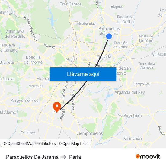 Paracuellos De Jarama to Parla map