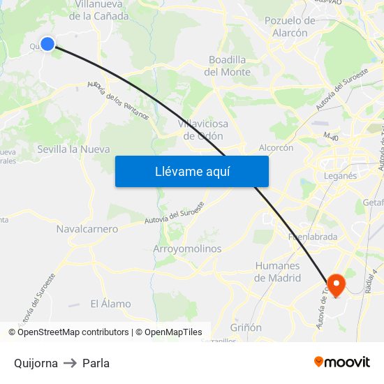 Quijorna to Parla map