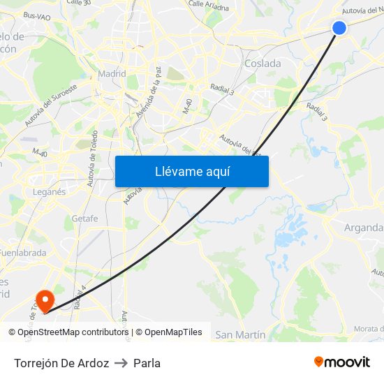 Torrejón De Ardoz to Parla map