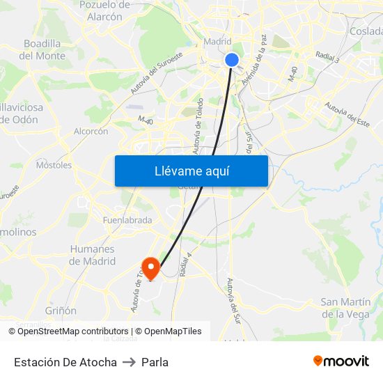Estación De Atocha to Parla map