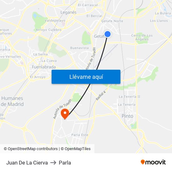 Juan De La Cierva to Parla map
