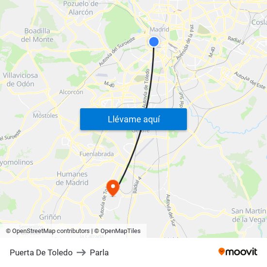 Puerta De Toledo to Parla map