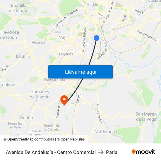 Avenida De Andalucía - Centro Comercial to Parla map