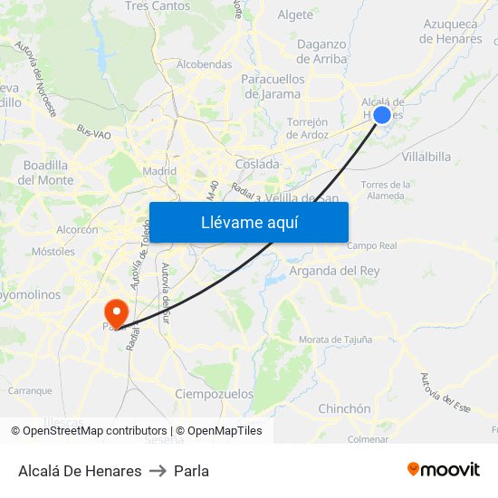 Alcalá De Henares to Parla map