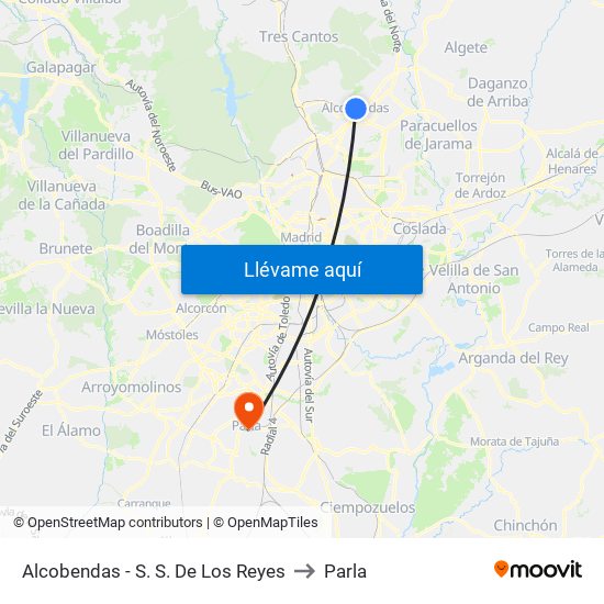 Alcobendas - S. S. De Los Reyes to Parla map