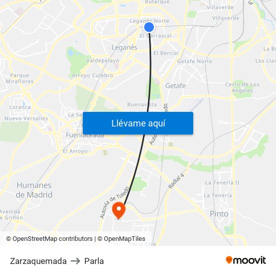 Zarzaquemada to Parla map