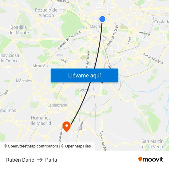 Rubén Darío to Parla map