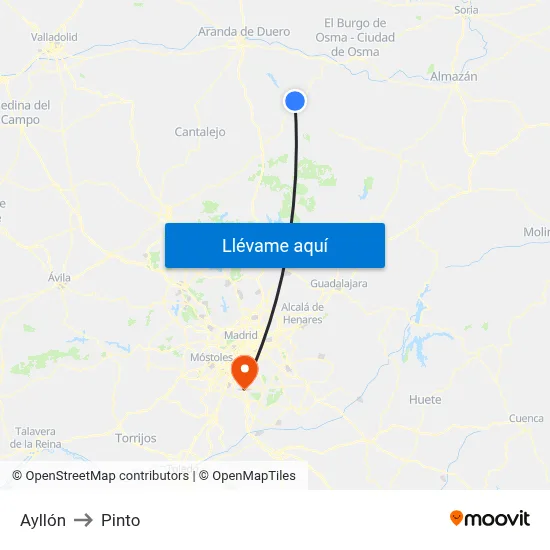 Ayllón to Pinto map