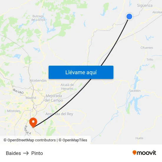 Baides to Pinto map