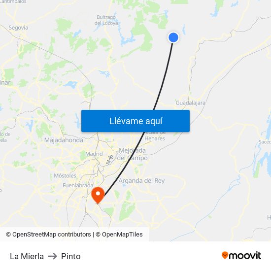 La Mierla to Pinto map