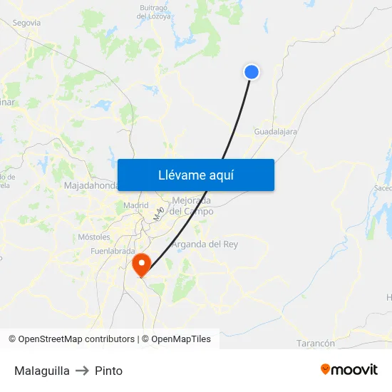 Malaguilla to Pinto map