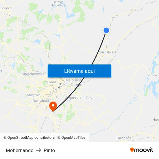 Mohernando to Pinto map