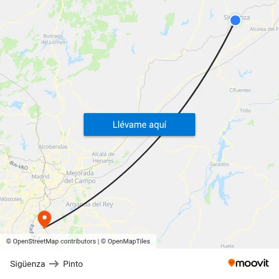 Sigüenza to Pinto map