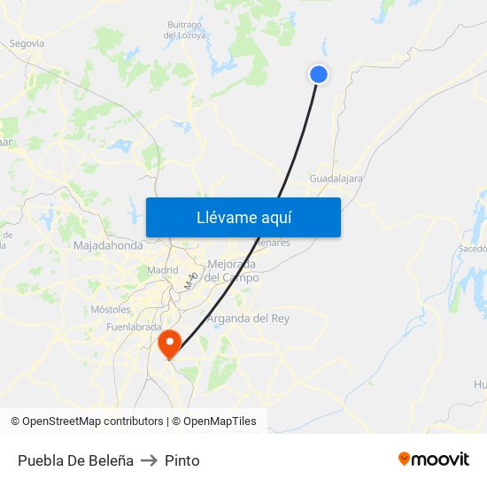 Puebla De Beleña to Pinto map