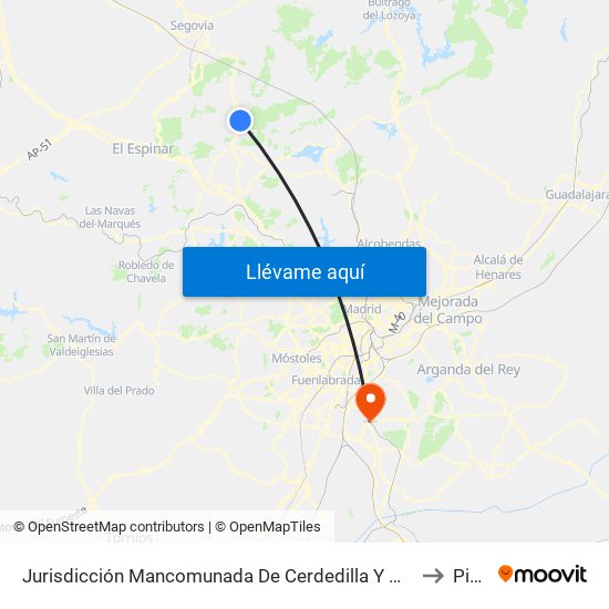 Jurisdicción Mancomunada De Cerdedilla Y Navacerrada to Pinto map