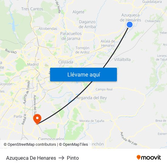 Azuqueca De Henares to Pinto map