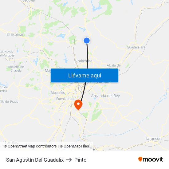 San Agustín Del Guadalix to Pinto map