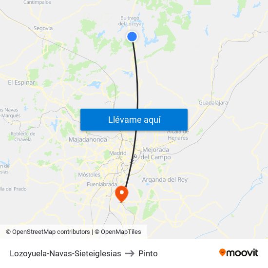 Lozoyuela-Navas-Sieteiglesias to Pinto map