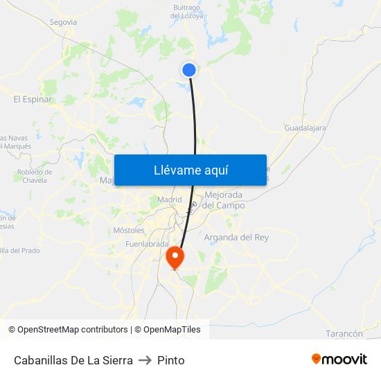 Cabanillas De La Sierra to Pinto map