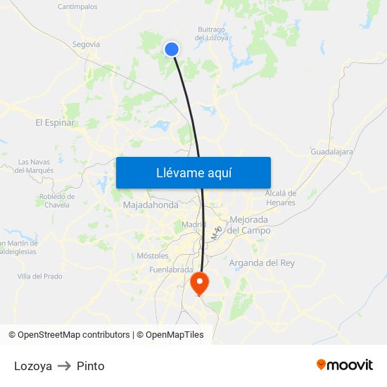 Lozoya to Pinto map
