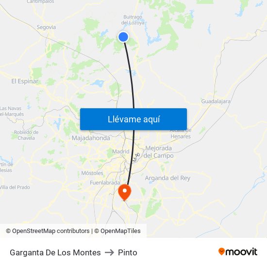 Garganta De Los Montes to Pinto map