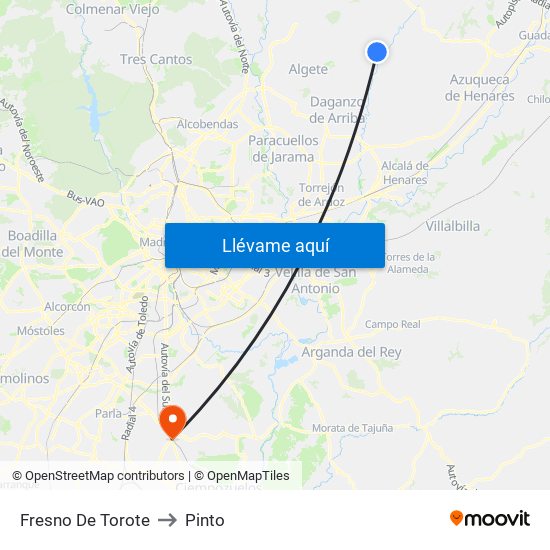 Fresno De Torote to Pinto map
