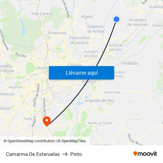 Camarma De Esteruelas to Pinto map
