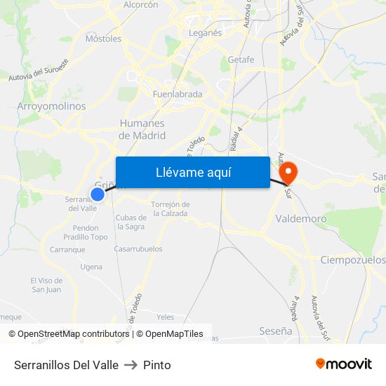 Serranillos Del Valle to Pinto map