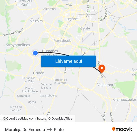 Moraleja De Enmedio to Pinto map