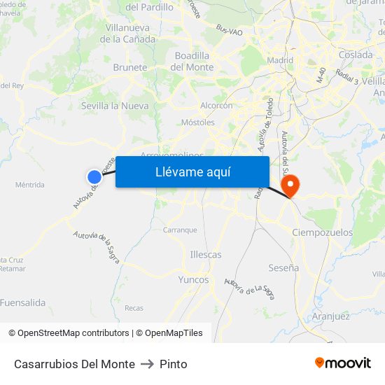 Casarrubios Del Monte to Pinto map