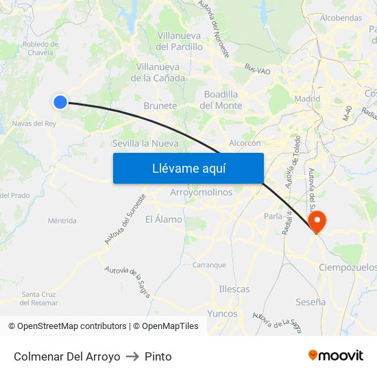 Colmenar Del Arroyo to Pinto map