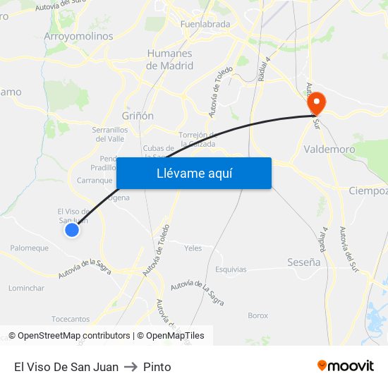 El Viso De San Juan to Pinto map