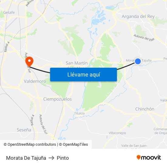 Morata De Tajuña to Pinto map