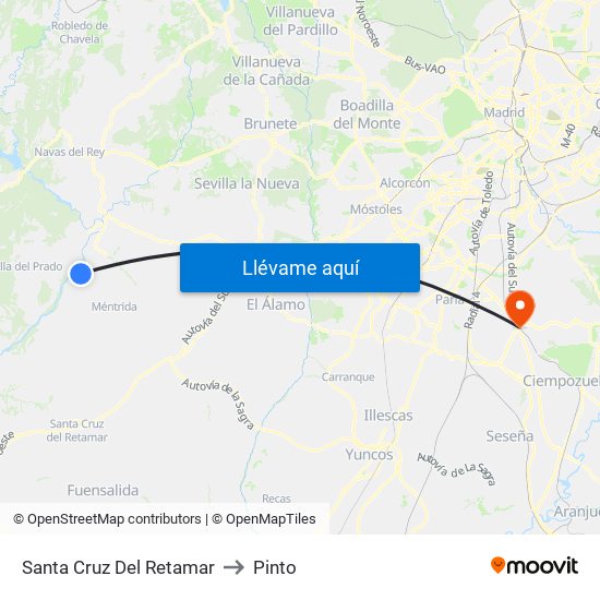 Santa Cruz Del Retamar to Pinto map