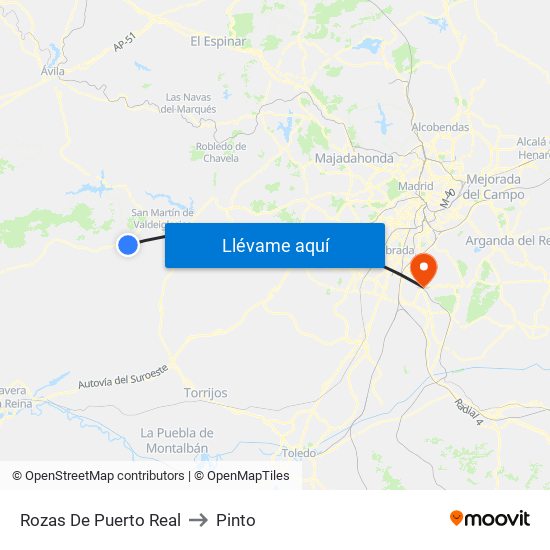 Rozas De Puerto Real to Pinto map
