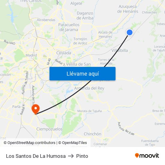 Los Santos De La Humosa to Pinto map