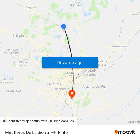 Miraflores De La Sierra to Pinto map