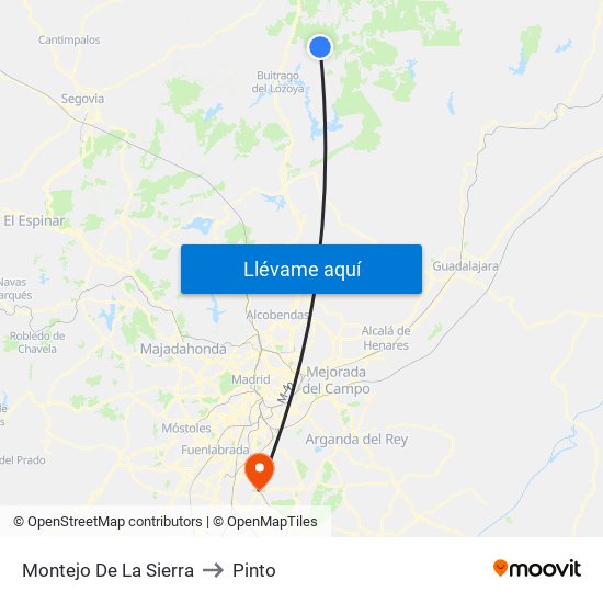 Montejo De La Sierra to Pinto map