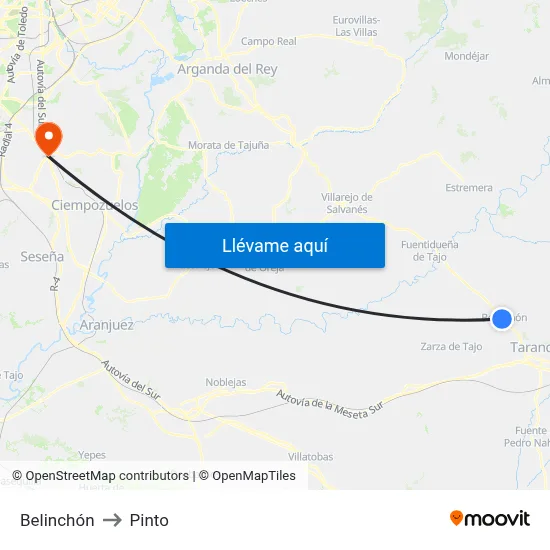 Belinchón to Pinto map