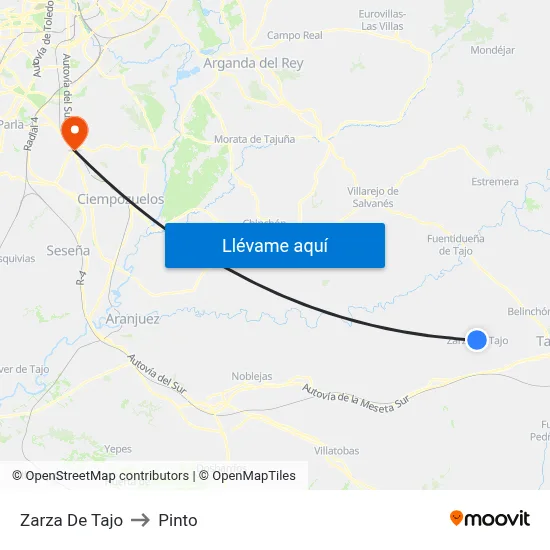 Zarza De Tajo to Pinto map