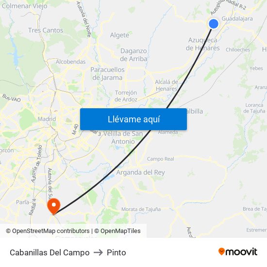 Cabanillas Del Campo to Pinto map