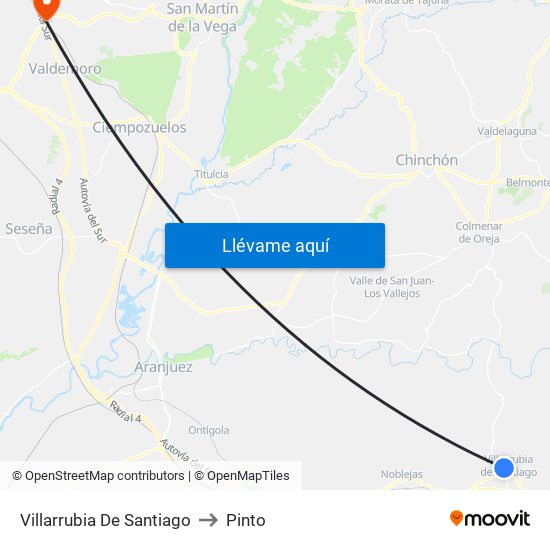 Villarrubia De Santiago to Pinto map