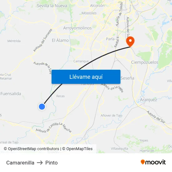Camarenilla to Pinto map