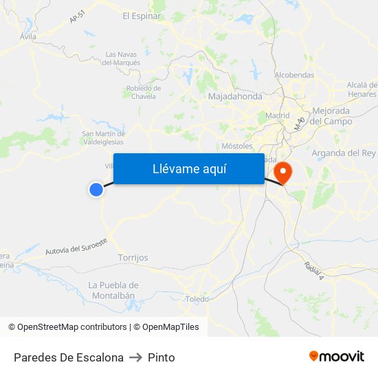 Paredes De Escalona to Pinto map