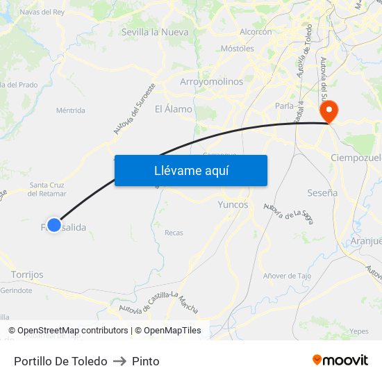 Portillo De Toledo to Pinto map