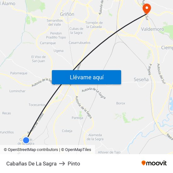 Cabañas De La Sagra to Pinto map